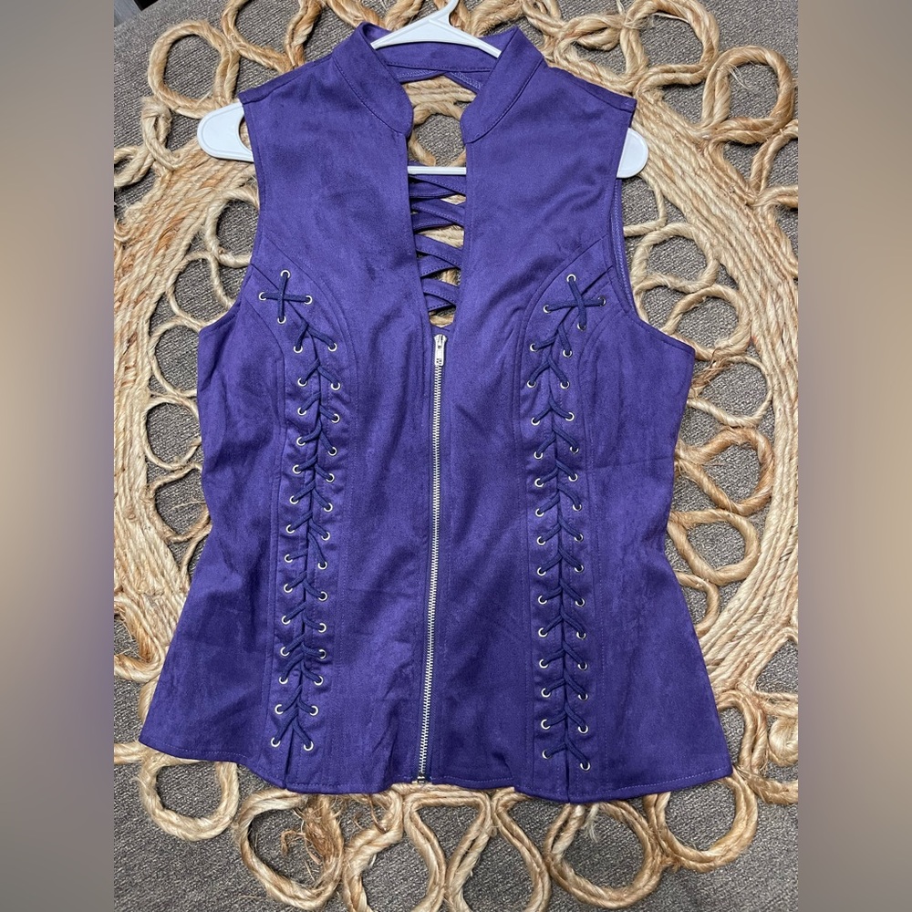 Purple Lace-Up Tank Top